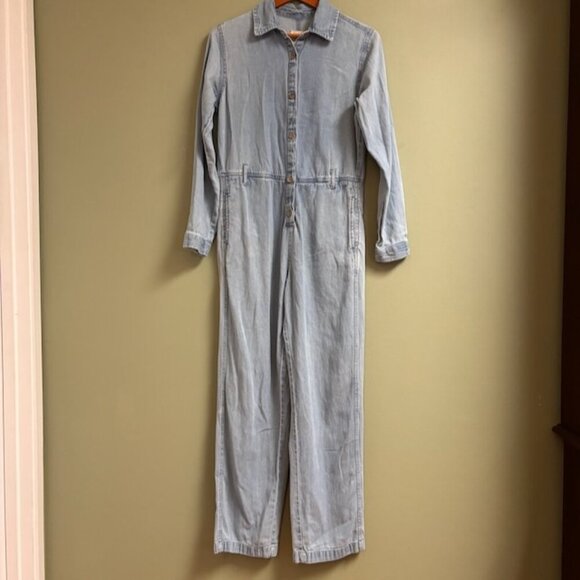 Billabong Salty Blonde Women Jumpsuit Size S Sunday Denim Utility Festival Comfy - Picture 1 of 16